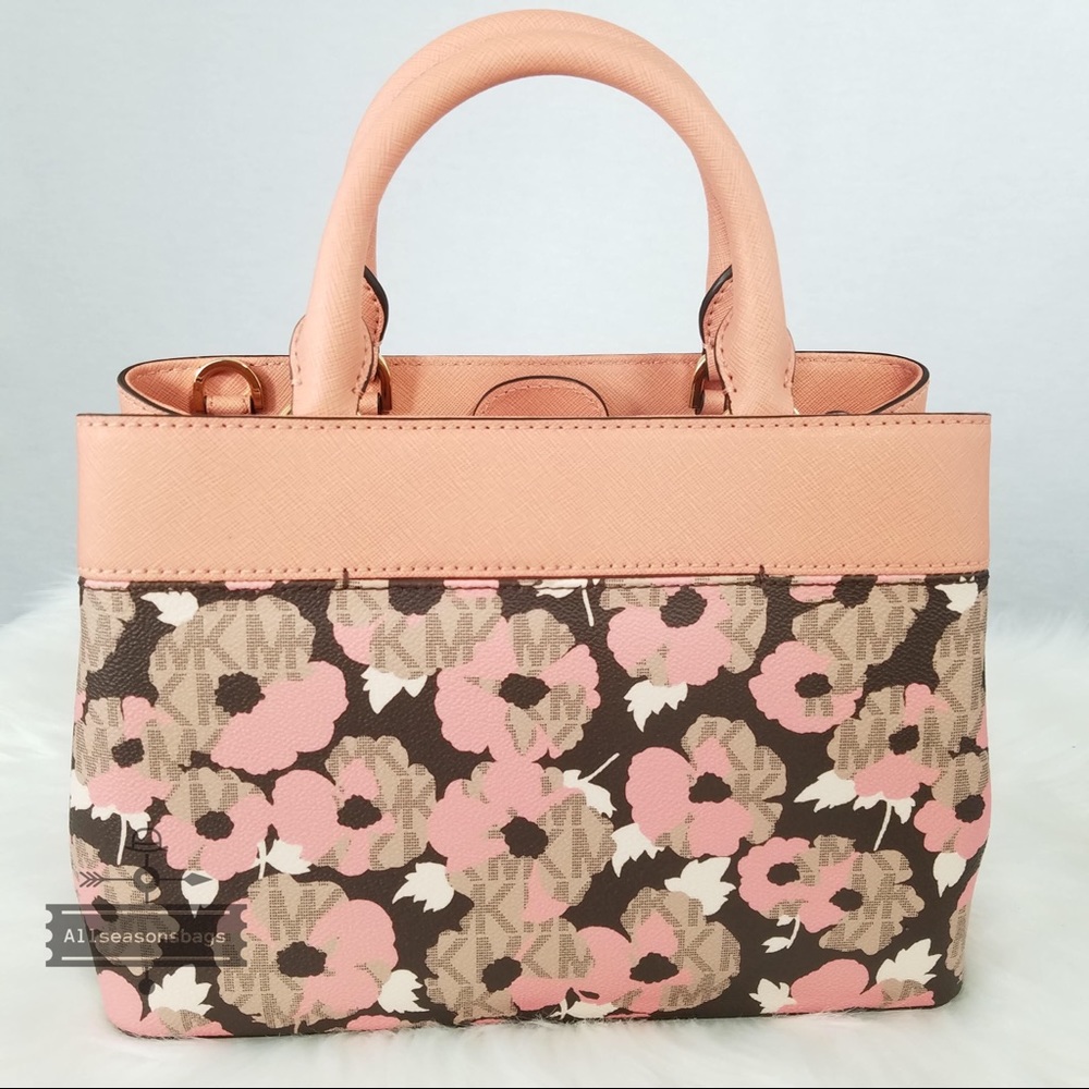 Michael Kors Hailee Xs Satchel peach floral bag - Picture 7 of 8